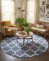 Lattice Gardens Collection Area Rug -  Bloomfield (Light Blue) Round Light Blue  lifestyle 52