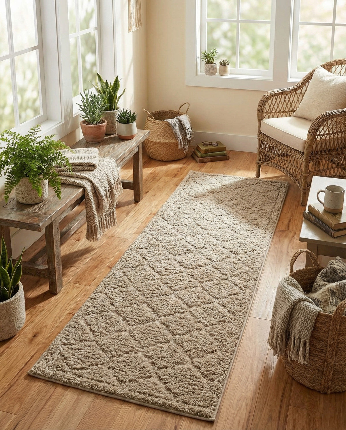 Trellis Haven Collection Area Rug -  Havencrest Runner Beige  lifestyle 111