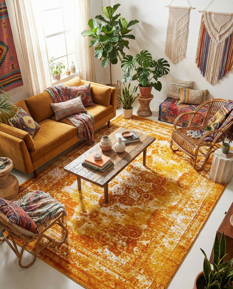 Riviera Elegance Collection Area Rug -  Menton (Orange) Rectangle Orange  lifestyle 22