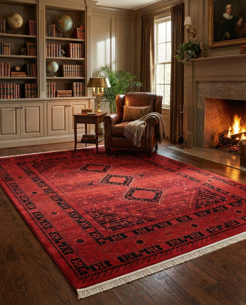 Samarkand Elegance Collection Area Rug -  Zarafshan Rectangle Red  lifestyle 25