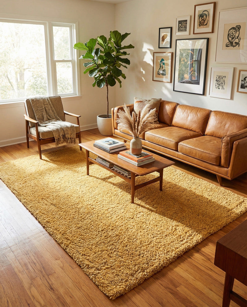 Alpine Plush Collection Area Rug - Verbier Rectangle Yellow  lifestyle 35