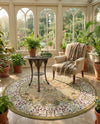 Persian Elegance Collection Area Rug -  Kerman (Green) Round Green  lifestyle 35