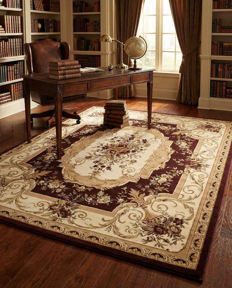 Versailles Elegance Collection Area Rug -  Louveciennes (Brown) Rectangle Brown  lifestyle 20