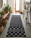 Marrakech Lattice Collection Area Rug - Medina (Black) Runner Black  lifestyle 24