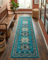 Tabriz Tapestries Collection Area Rug - Azerbaijan (Turquoise) Runner Turquoise  lifestyle 48