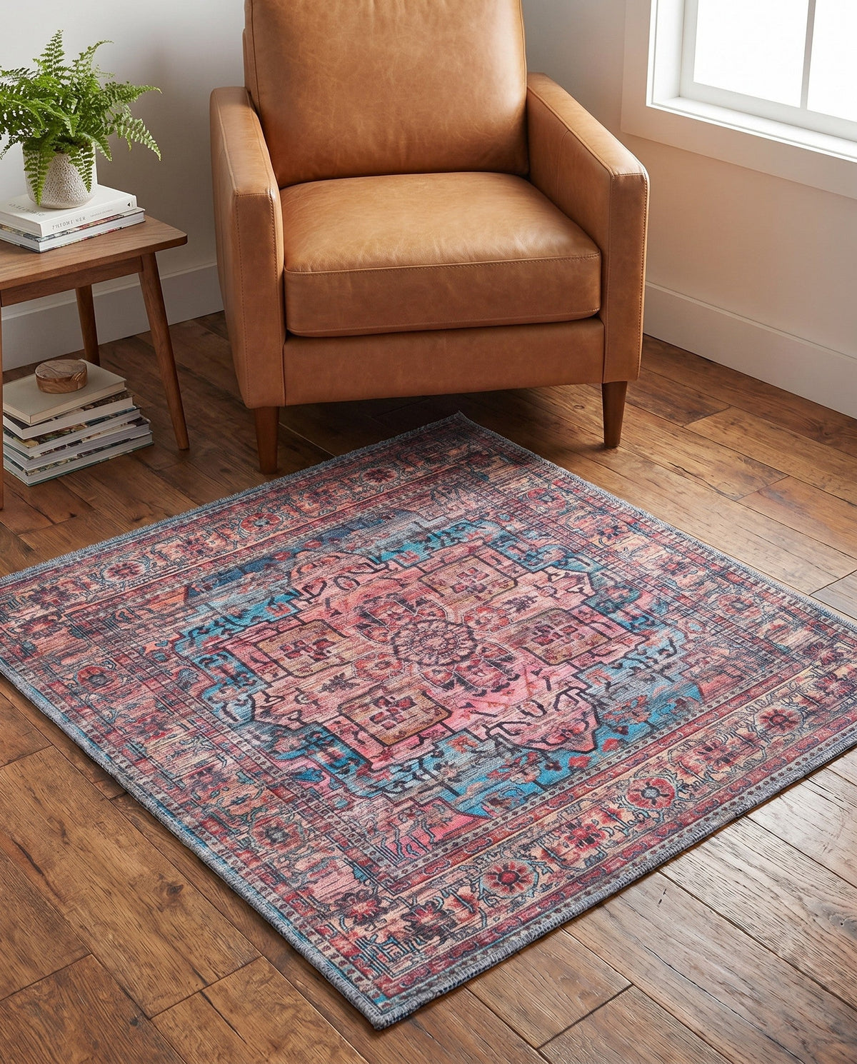 Zahara Oasis Collection Area Rug -  Fez Square Blue  lifestyle 97