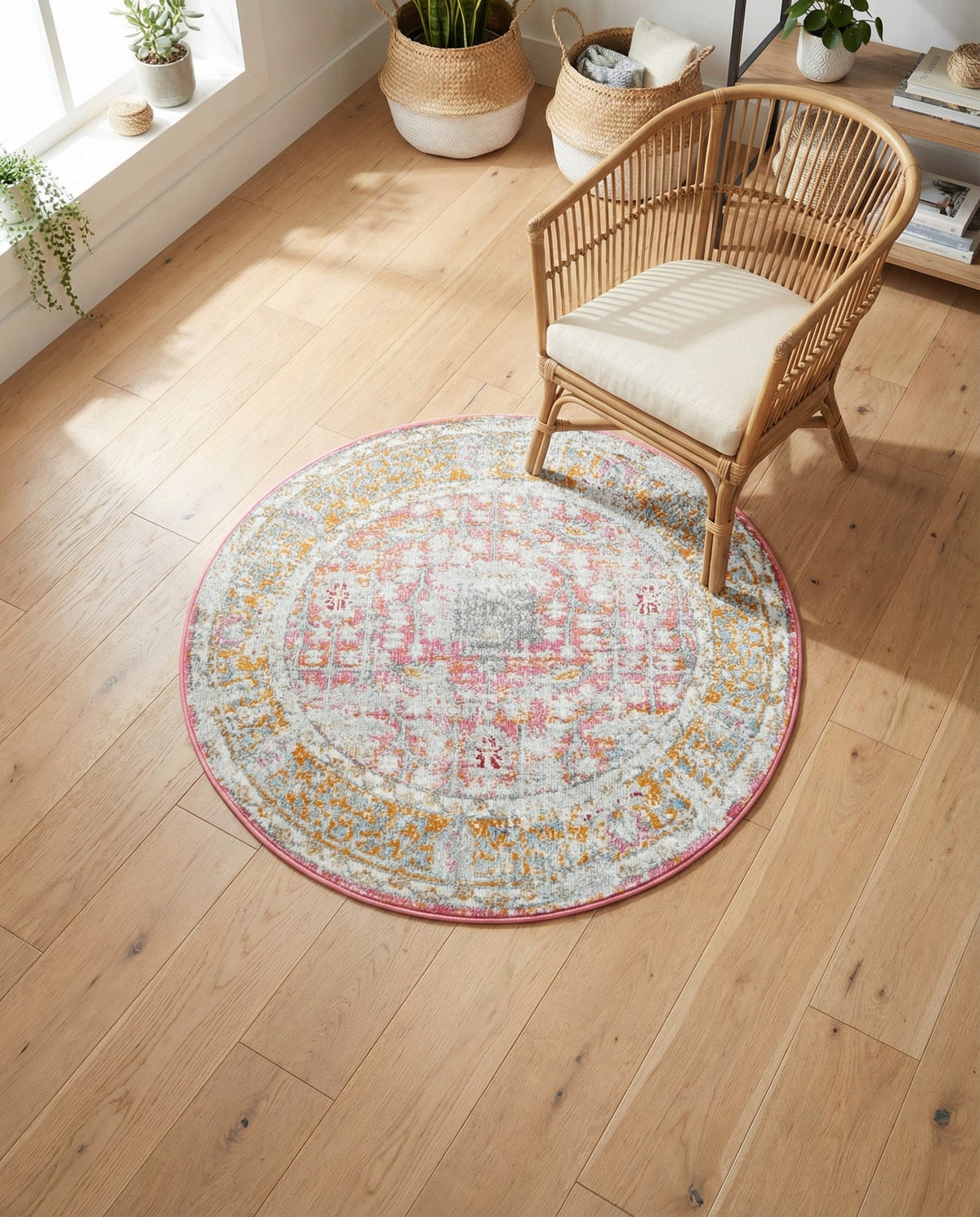 Arcadia Rugs Collection Area Rug -  Olympus Round Pink  lifestyle 159