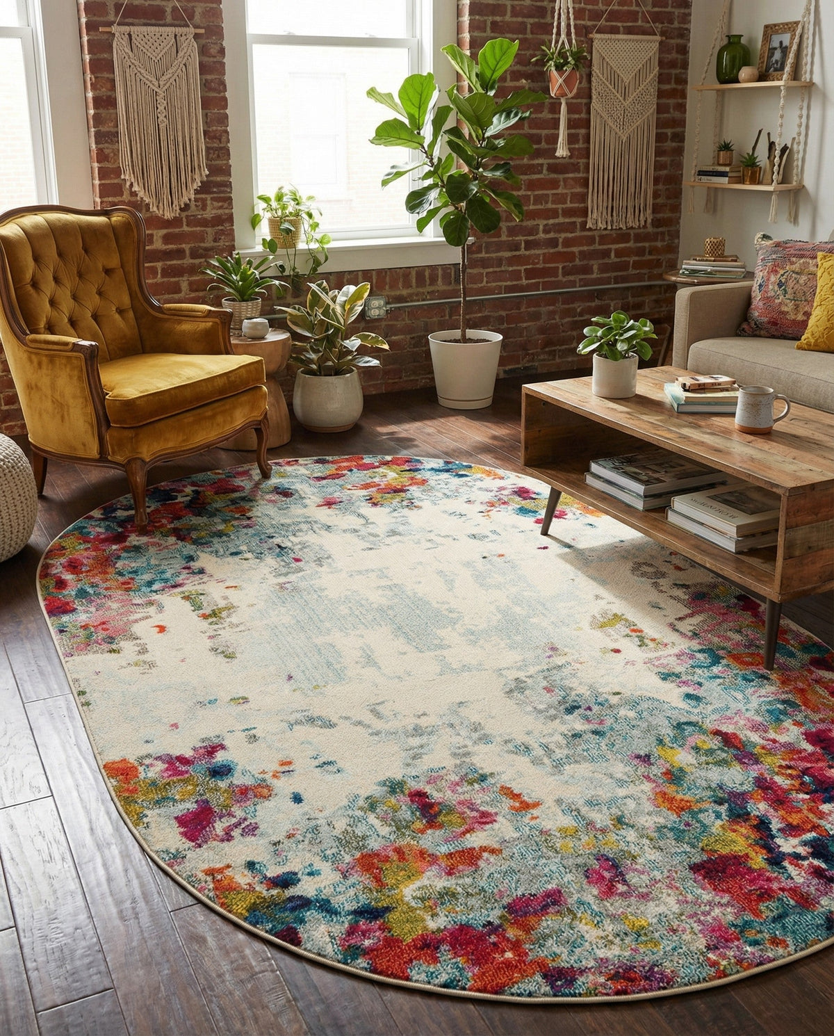 Chromatic Oasis Collection Area Rug -  Blush Oval Multi  lifestyle 101