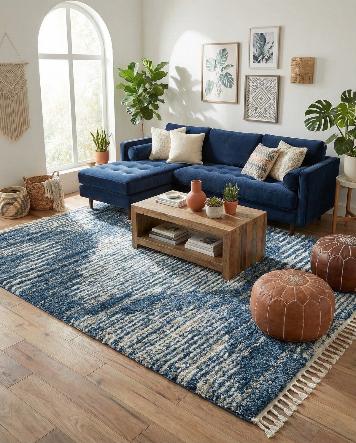 Tranquil Tides Shag Collection Area Rug -  Azure Rectangle Blue  lifestyle 46