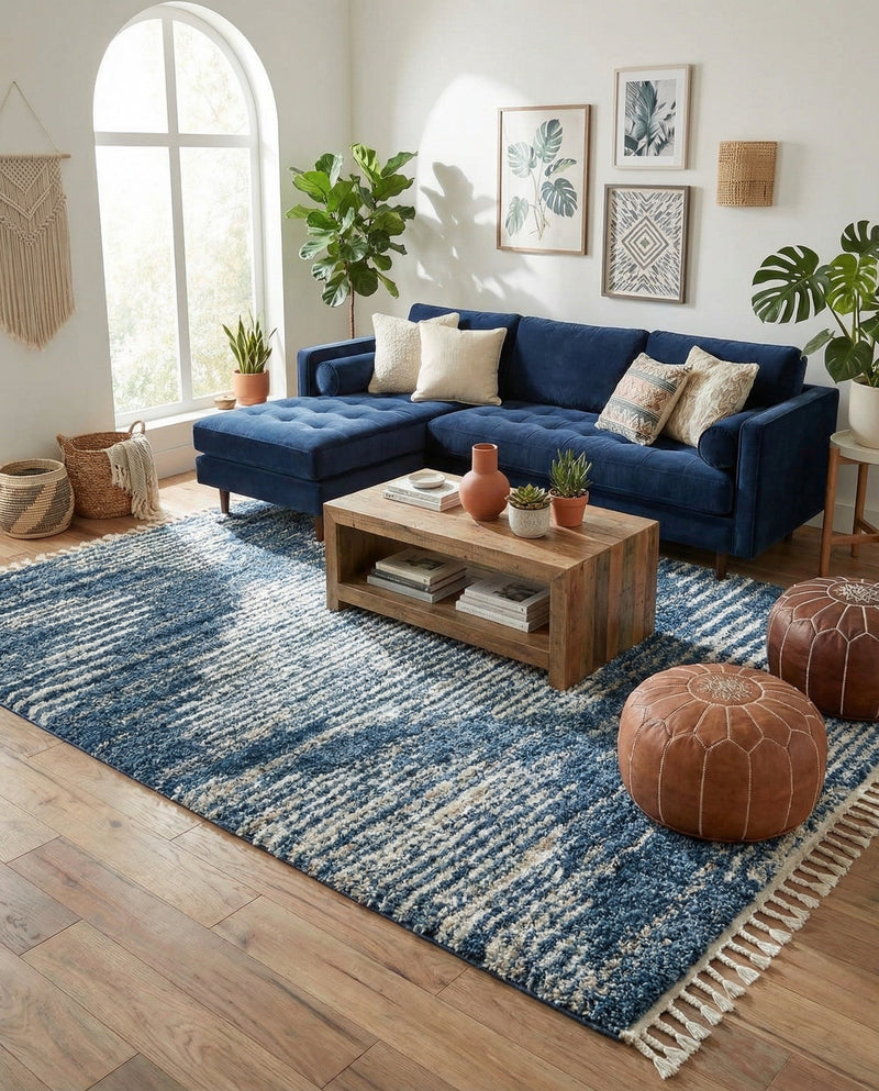 Tranquil Tides Shag Collection Area Rug -  Azure Rectangle Blue  lifestyle 46
