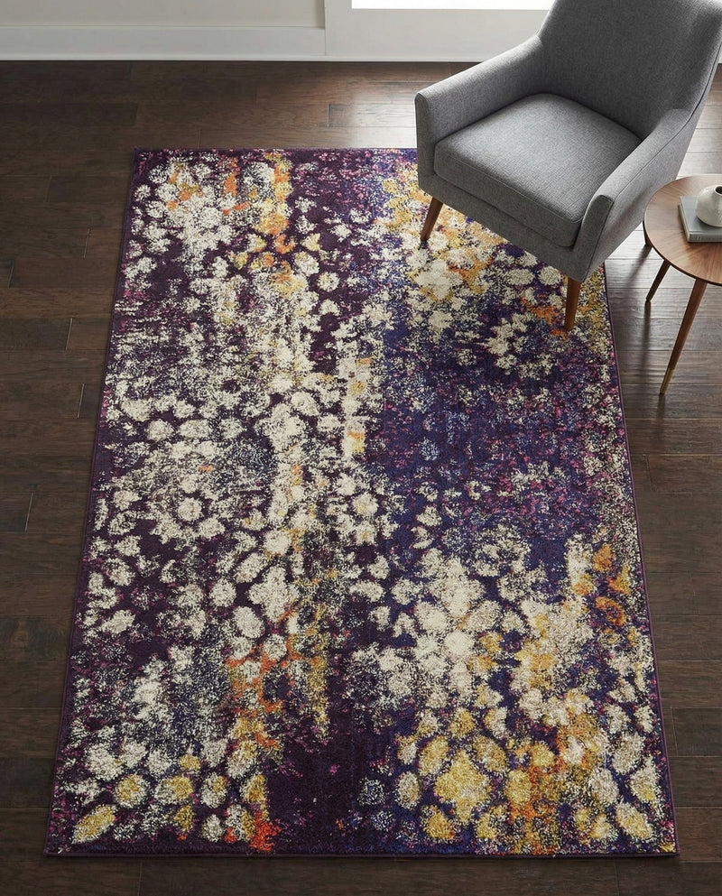 Venetian Tapestry Collection Area Rug - Murano Rectangle Navy Blue  lifestyle 48