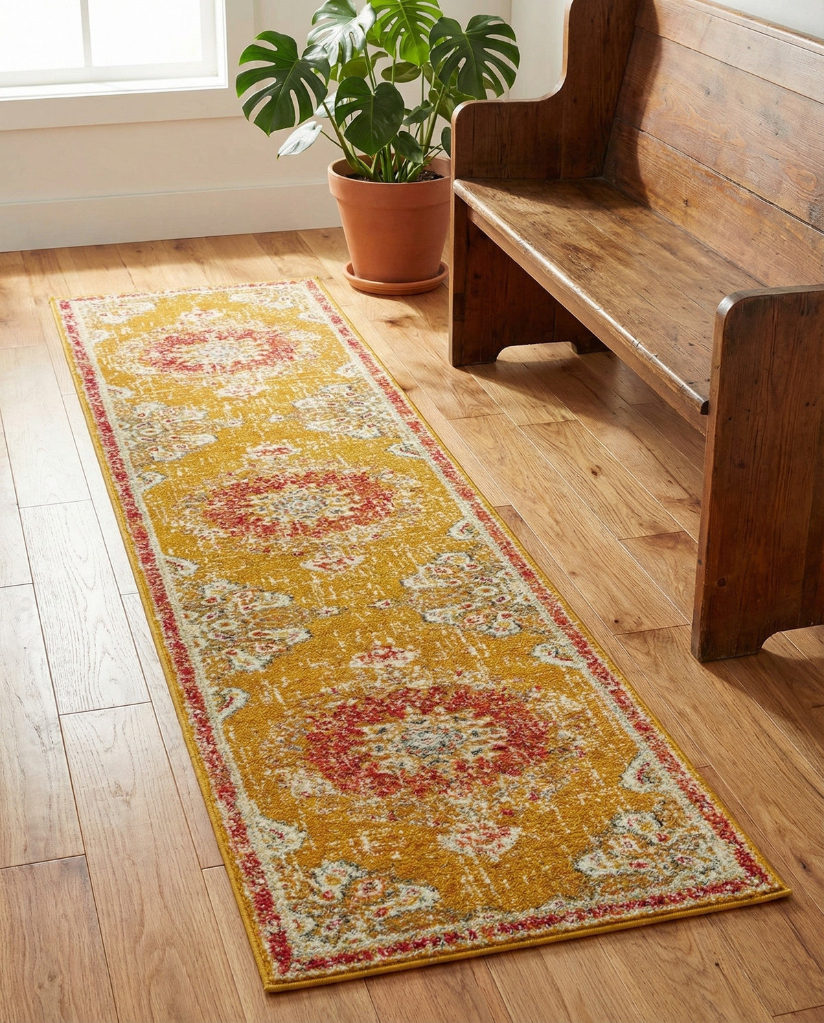 Brighton Terrace Collection Area Rug - Hove (Gold) Runner Gold  lifestyle 120