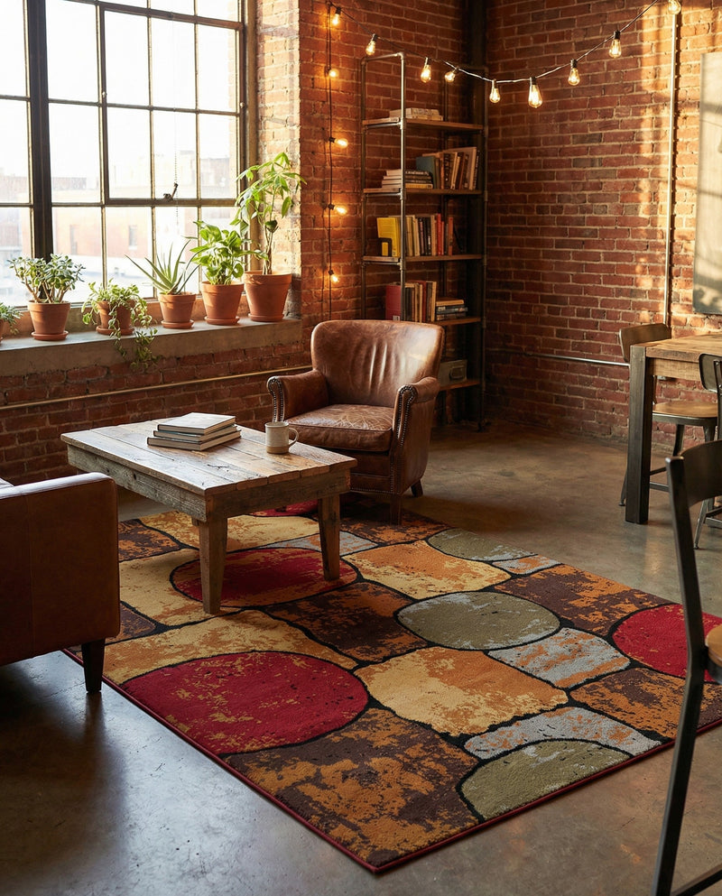 Bistro Lounge Collection Area Rug -  Cappuccino Rectangle Multi  lifestyle 12