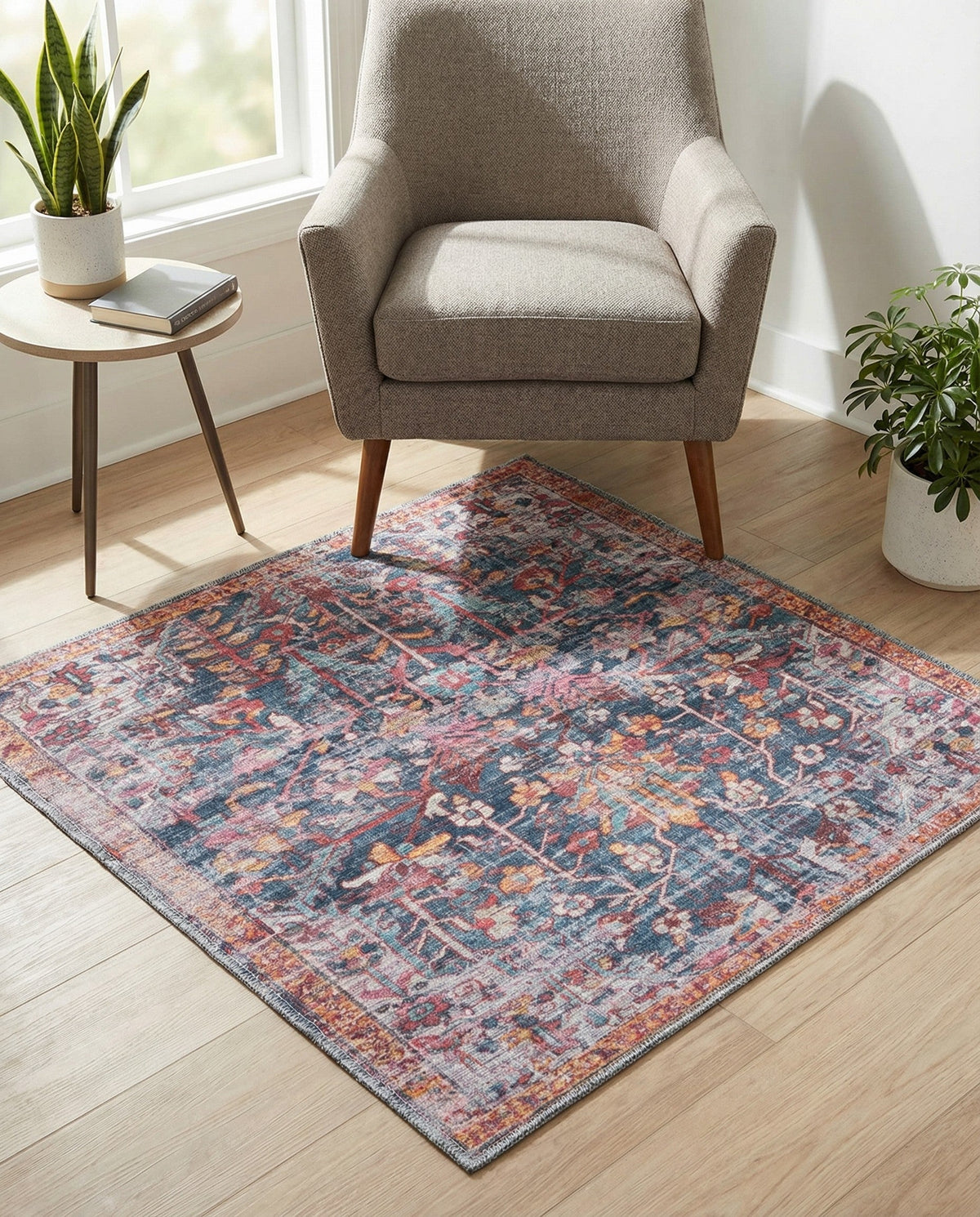 Zahara Oasis Collection Area Rug -  Nador Square Navy Blue  lifestyle 84