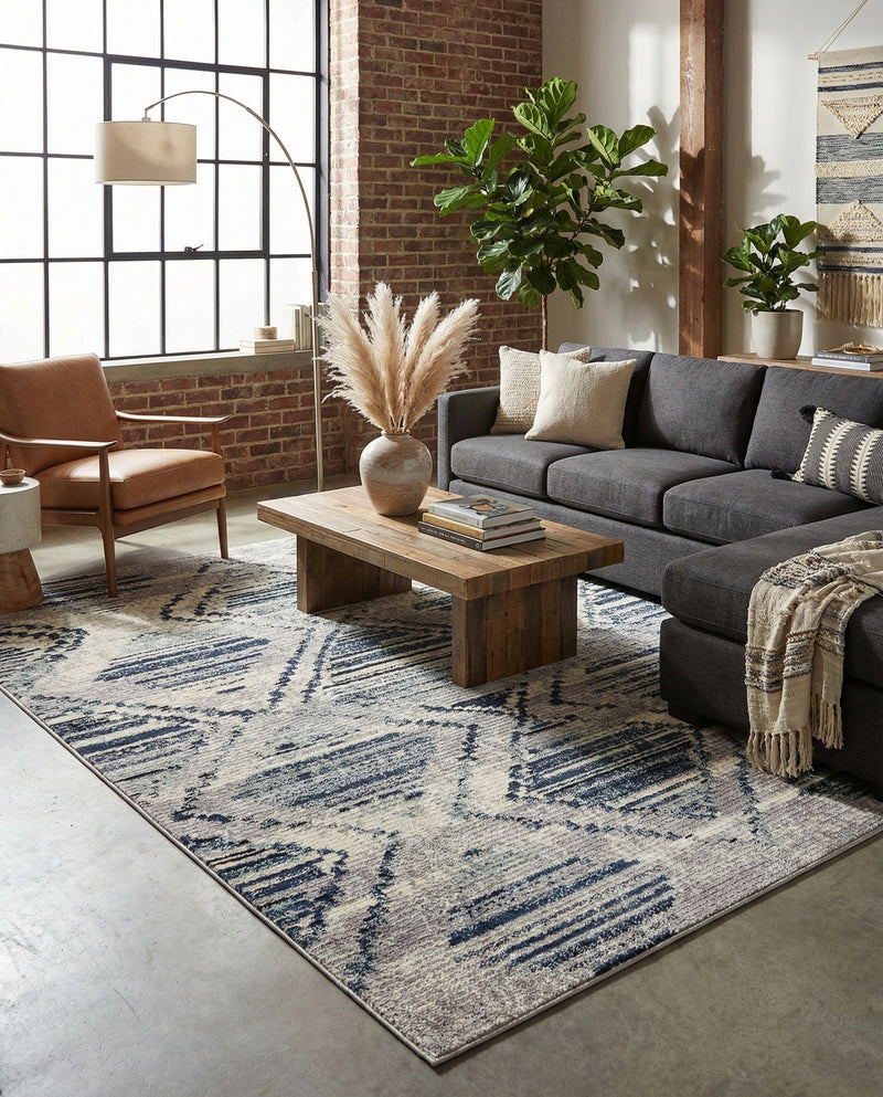 Marrakech Mosaic Collection Area Rug -  Atlas Rectangle Blue Gray  lifestyle 15