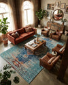 Venetian Tapestry Collection Area Rug -  Giudecca Rectangle Turquoise  lifestyle 41