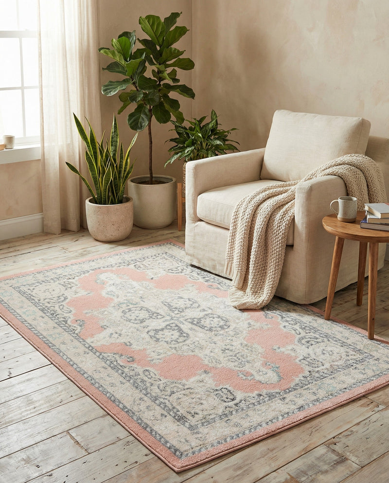 Beverly Grove Collection Area Rug -  Fairfax (Rose) Rectangle Rose  lifestyle 6