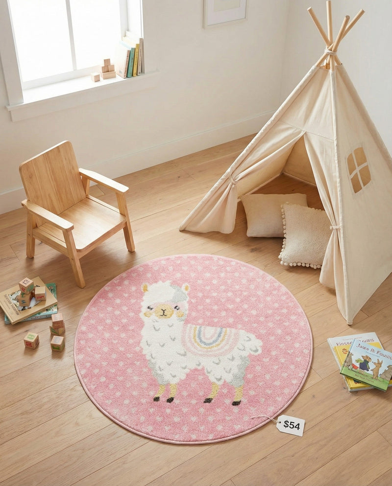 Wonder Tykes Collection Area Rug -  Marvel Round Pink  lifestyle 74