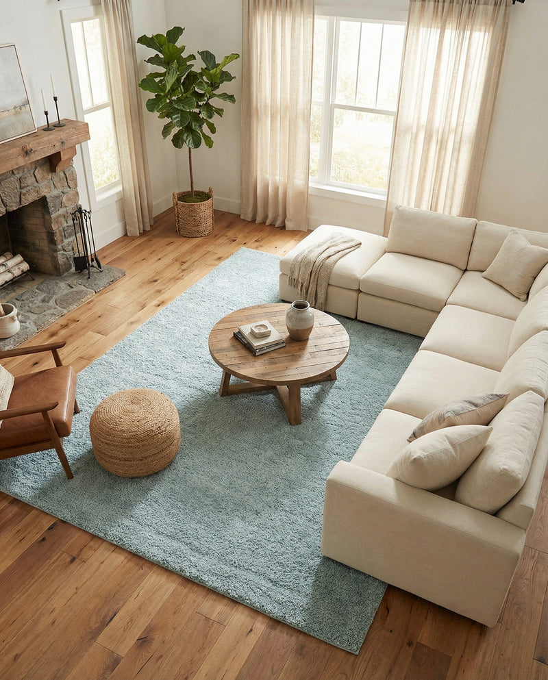 Cozy Comfort Shag Collection Area Rug - Haven (Sage Green) Rectangle Sage Green  lifestyle 15