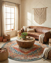 Savannah Soiree Collection Area Rug - Serengeti (Rust Red) Round Rust Red  lifestyle 78
