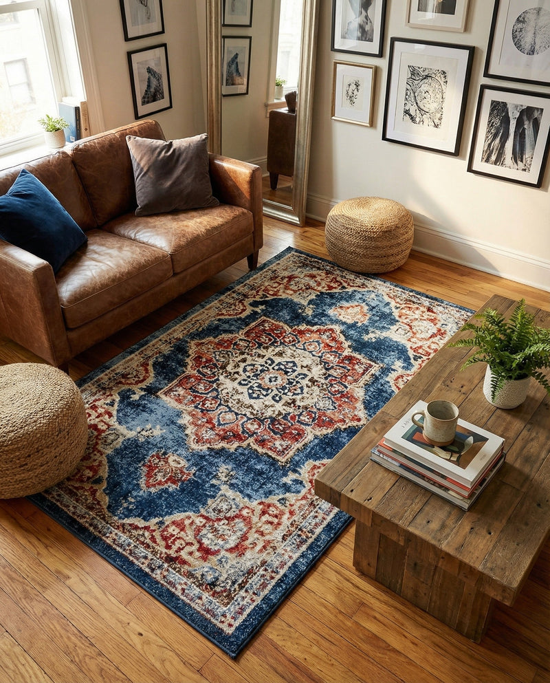 Eden Oasis Collection Area Rug -  Tranquility (Dark Blue) Rectangle Dark Blue  lifestyle 23