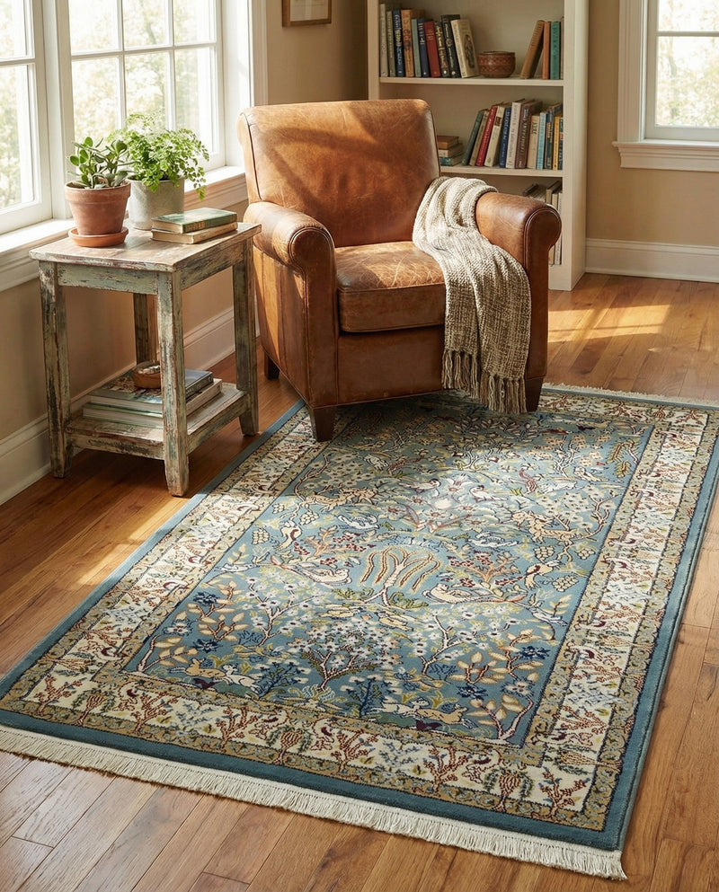 Persian Elegance Collection Area Rug -  Kerman (Blue) Rectangle Blue  lifestyle 16