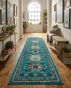 Tabriz Tapestries Collection Area Rug - Azerbaijan (Turquoise) Runner Turquoise  lifestyle 49