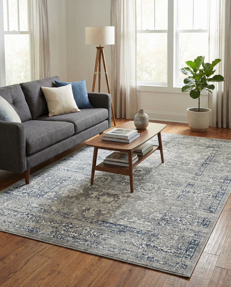 Savannah Elegance Collection Area Rug - Magnolia Rectangle Gray  lifestyle 13