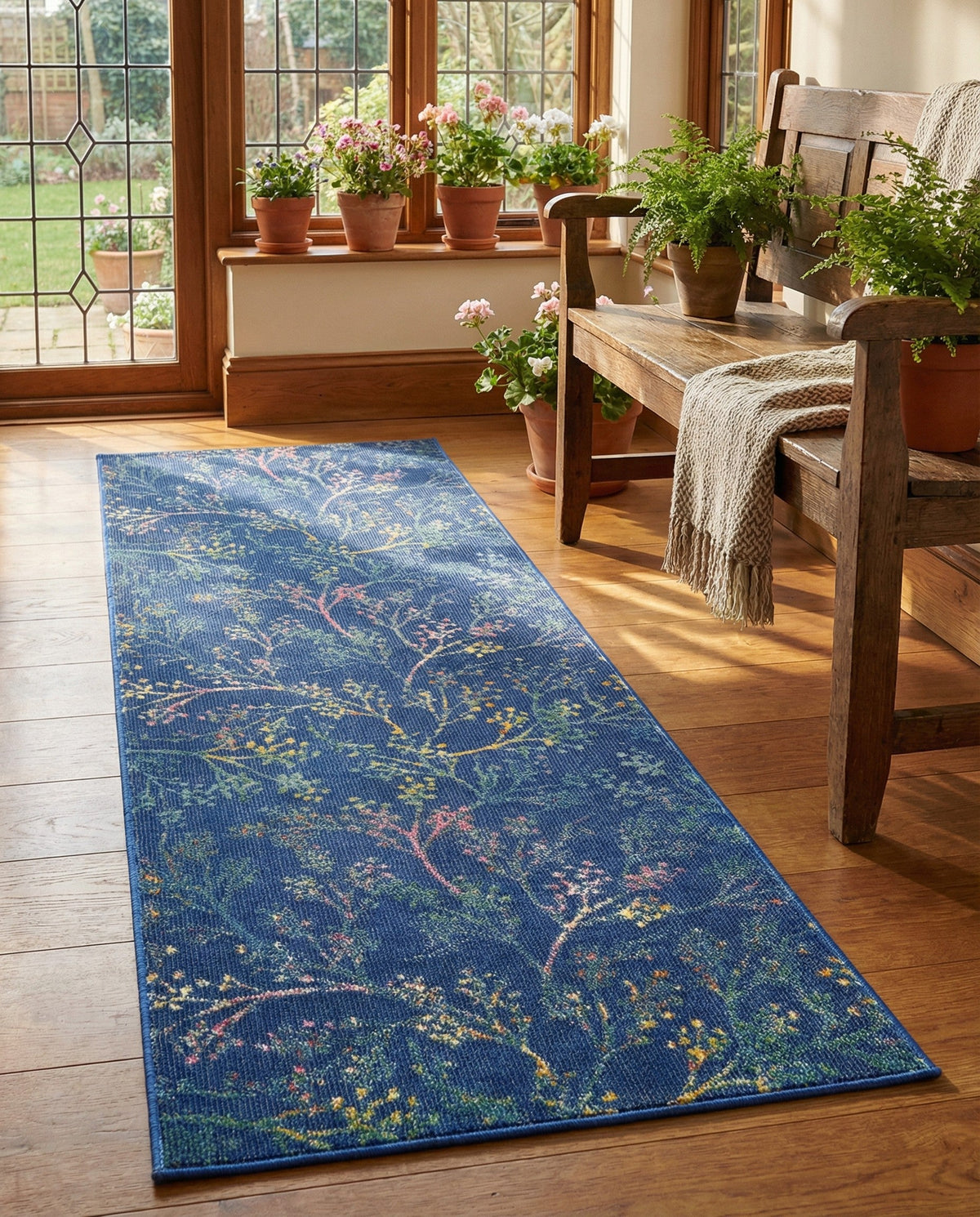 Meadow Breeze Collection Area Rug -  Sunbeam Runner Blue  lifestyle 61