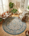 Seville Stripes Collection Area Rug - Cadiz (Light Gray) Round Light Gray  lifestyle 40