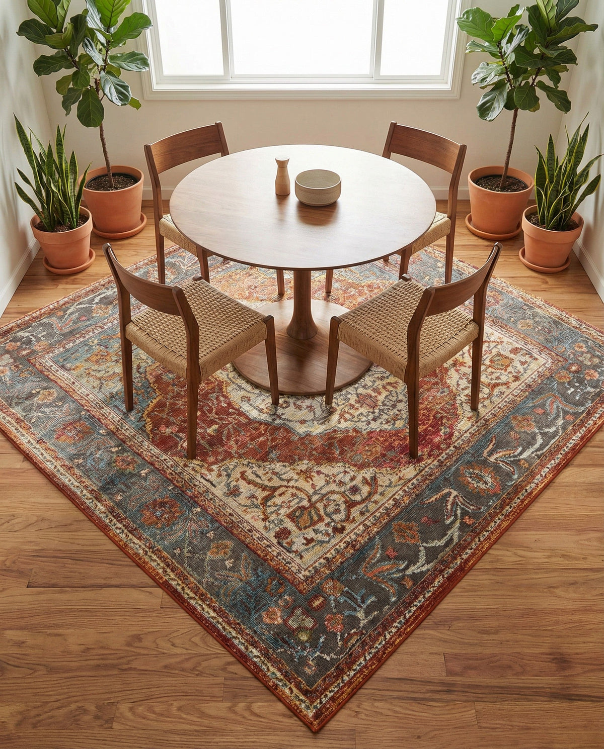 Caribbean Breeze Collection Area Rug -  Vieques Square Rust Red  lifestyle 144