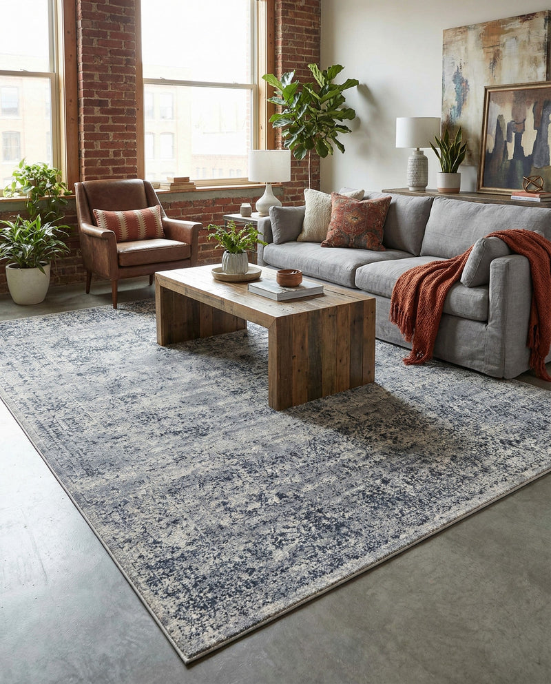 Coastal Manor Collection Area Rug -  Marina Rectangle Blue Gray  lifestyle 35