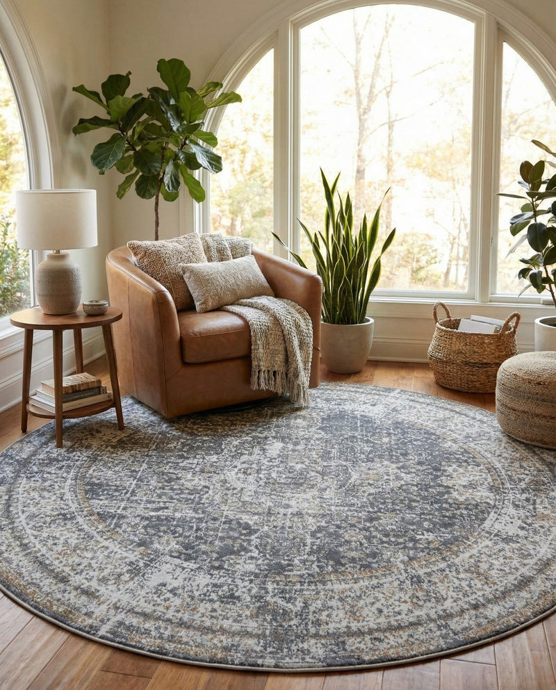 Caribbean Breeze Collection Area Rug -  Utila Round Fume Gray  lifestyle 41
