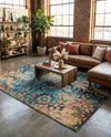 Venetian Tapestry Collection Area Rug - Murano Rectangle Blue  lifestyle 53