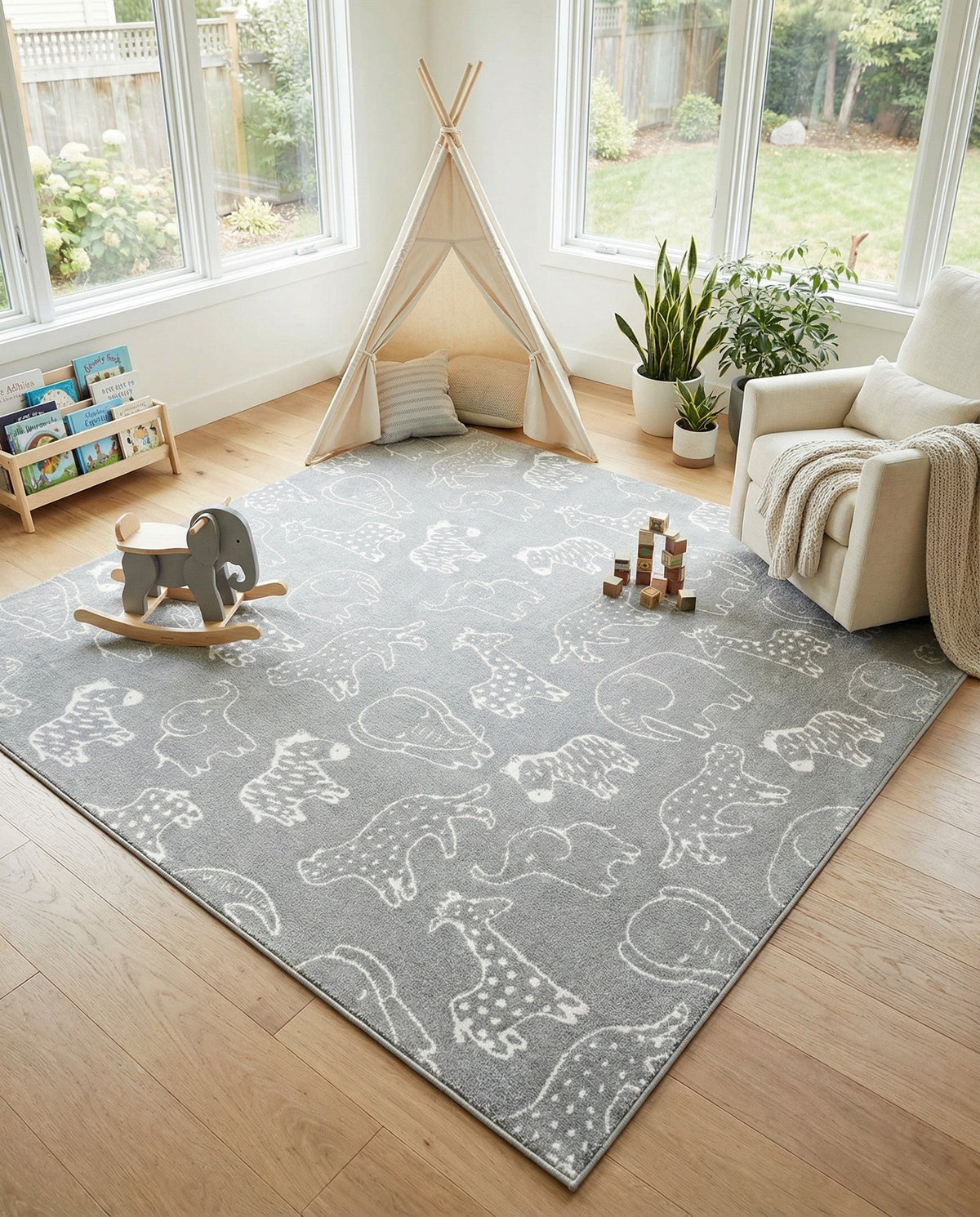 Wonder Tykes Collection Area Rug -  Spectrum Square Gray  lifestyle 182