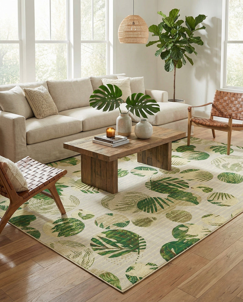 Seaside Blooms Collection Area Rug -  Ivy Rectangle Green  lifestyle 58