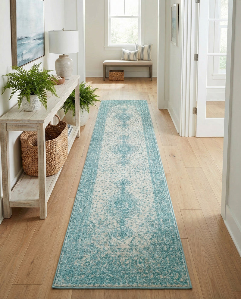 Dover Terrace Collection Area Rug - Marina (Aqua) Runner Aqua  lifestyle 69
