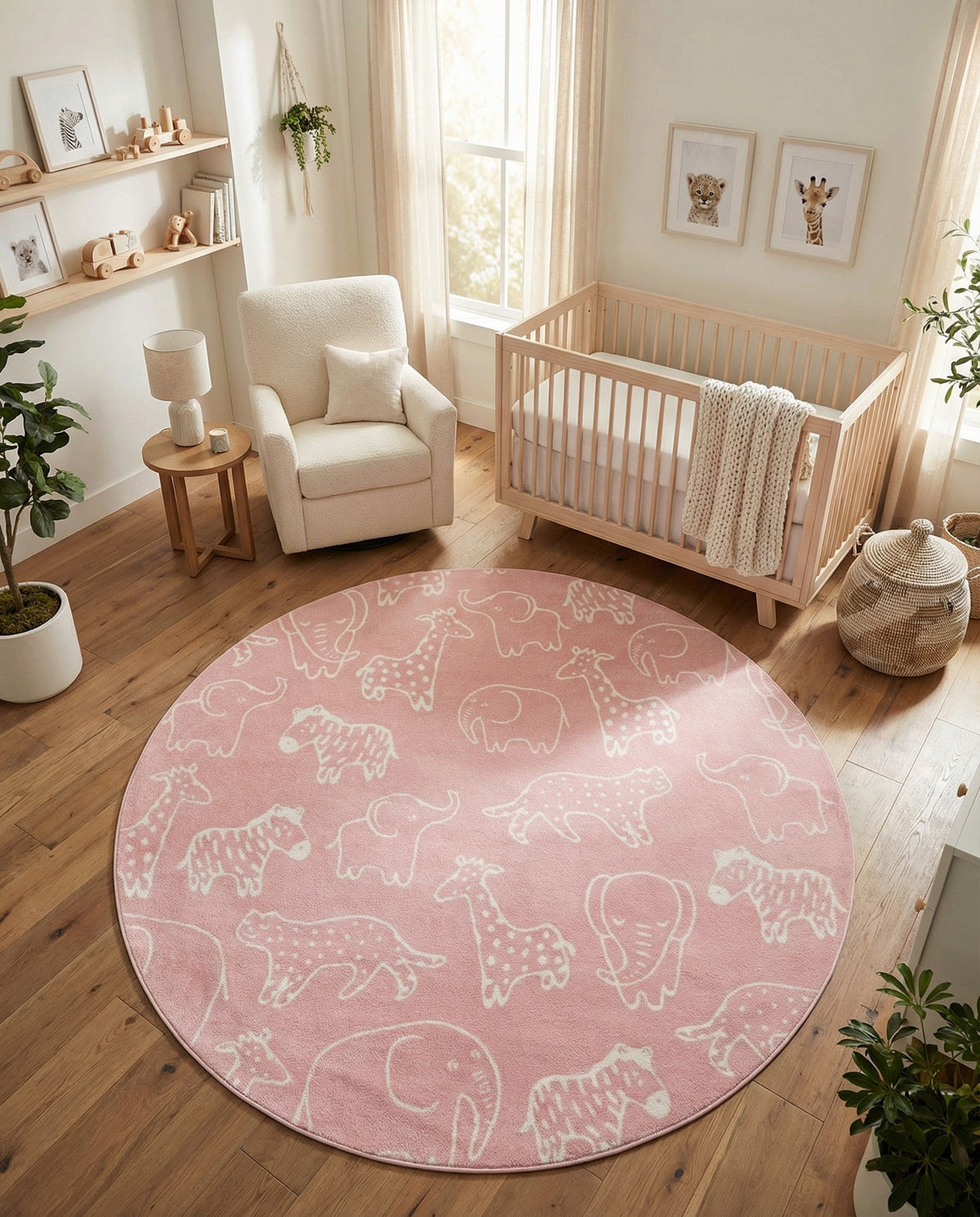 Wonder Tykes Collection Area Rug -  Spectrum Round Pink  lifestyle 162