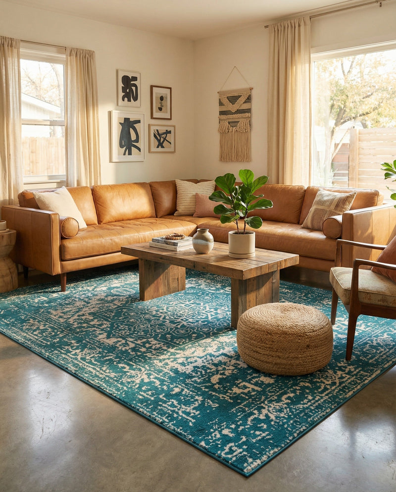 Georgetown Rugs Collection Area Rug - Dupont (Turquoise) Rectangle Turquoise  lifestyle 11