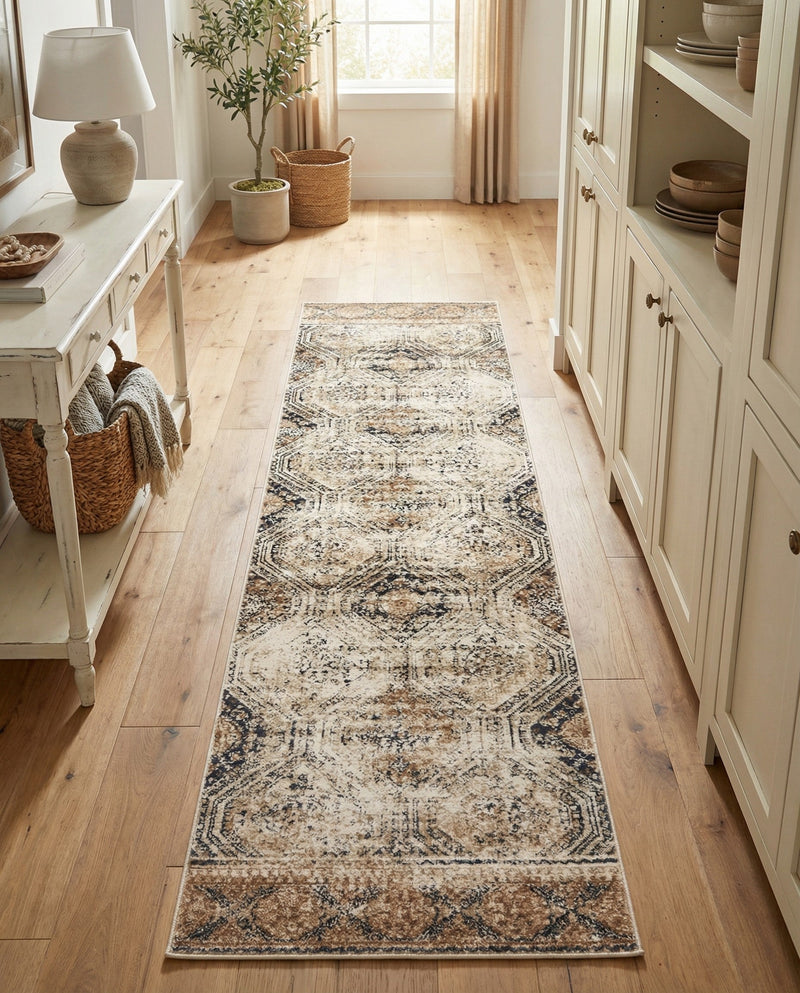Coastal Manor Collection Area Rug -  Oceanfront Runner Blue Beige  lifestyle 39