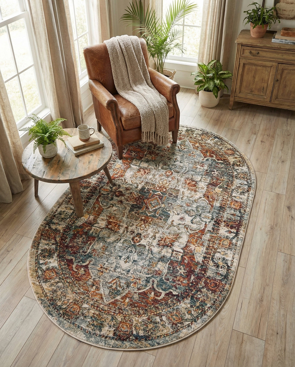 Savannah Soiree Collection Area Rug -  Everglade (Ivory) Oval Ivory  lifestyle 83