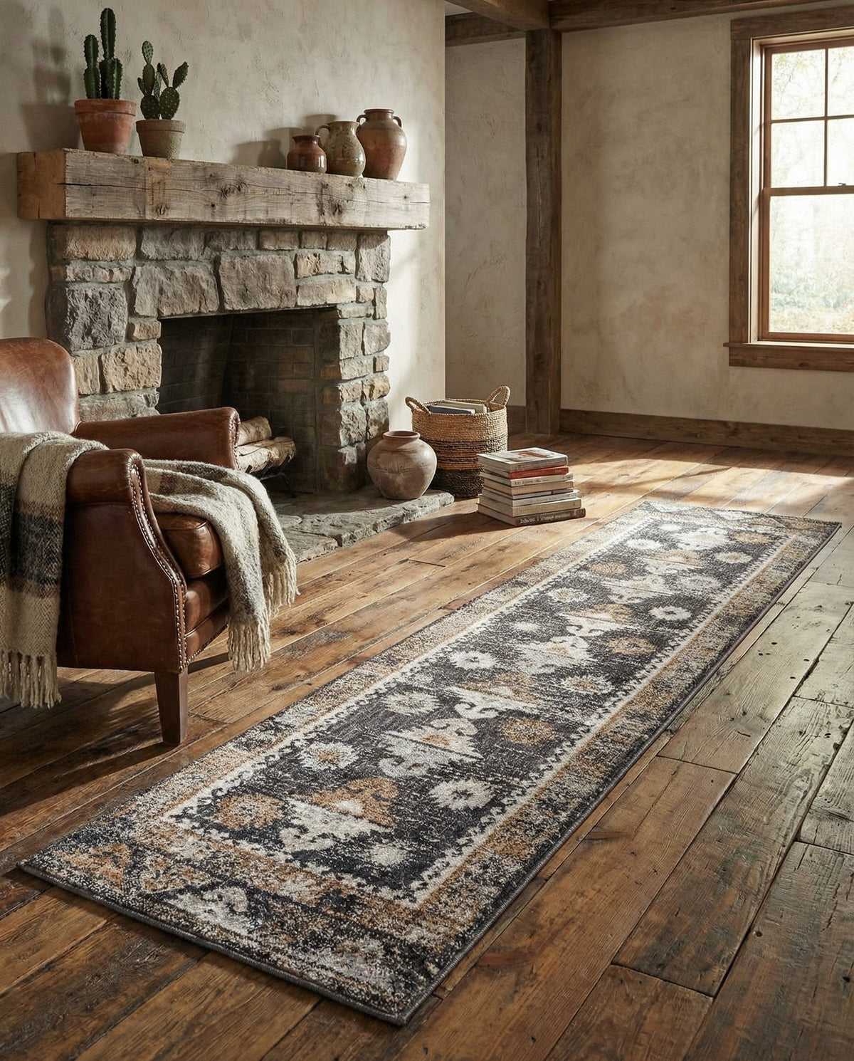 Desert Modern Eco Rug Series Collection Area Rug -  Mojave Runner Charcoal Gray  lifestyle 85