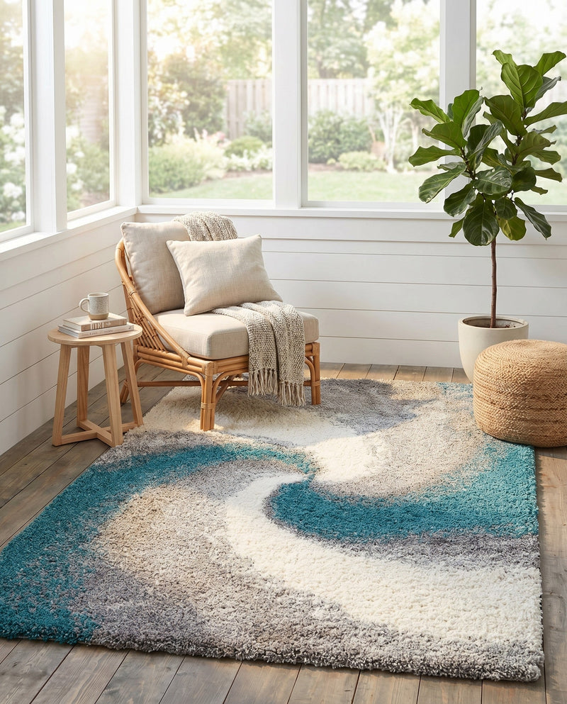 Cozy Haven Shag Collection Area Rug -  Oasis Rectangle Turquoise  lifestyle 67