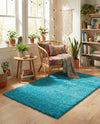 Solid Shag Seaside Collection Area Rug - Azure Cove (Turquoise) Rectangle Turquoise  lifestyle 7