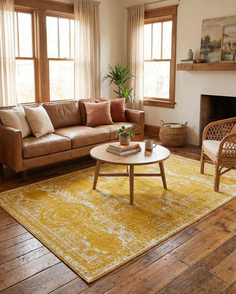 Dover Terrace Collection Area Rug -  Lagoon (Yellow) Rectangle Yellow  lifestyle 19