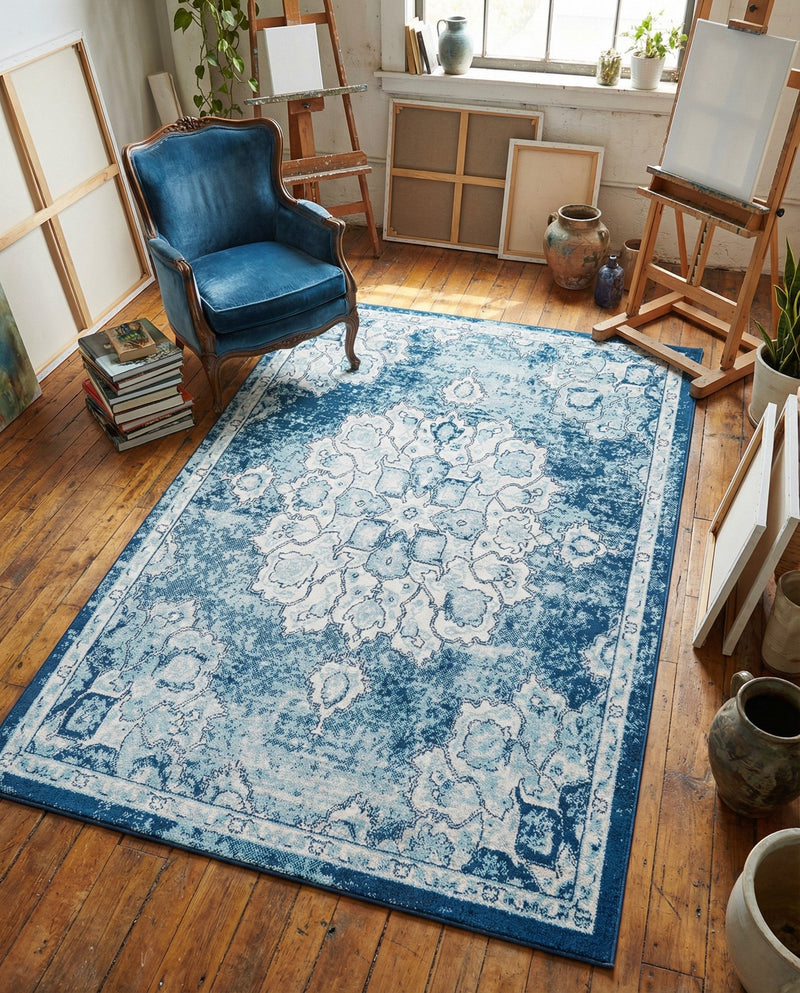 Beverly Grove Collection Area Rug - Melrose (Navy Blue) Rectangle Navy Blue  lifestyle 19