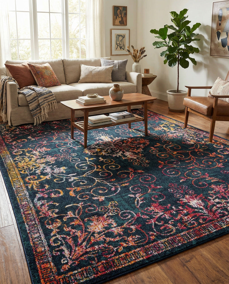 Brighton Terrace Collection Area Rug -  Saltdean Rectangle Navy Blue  lifestyle 13