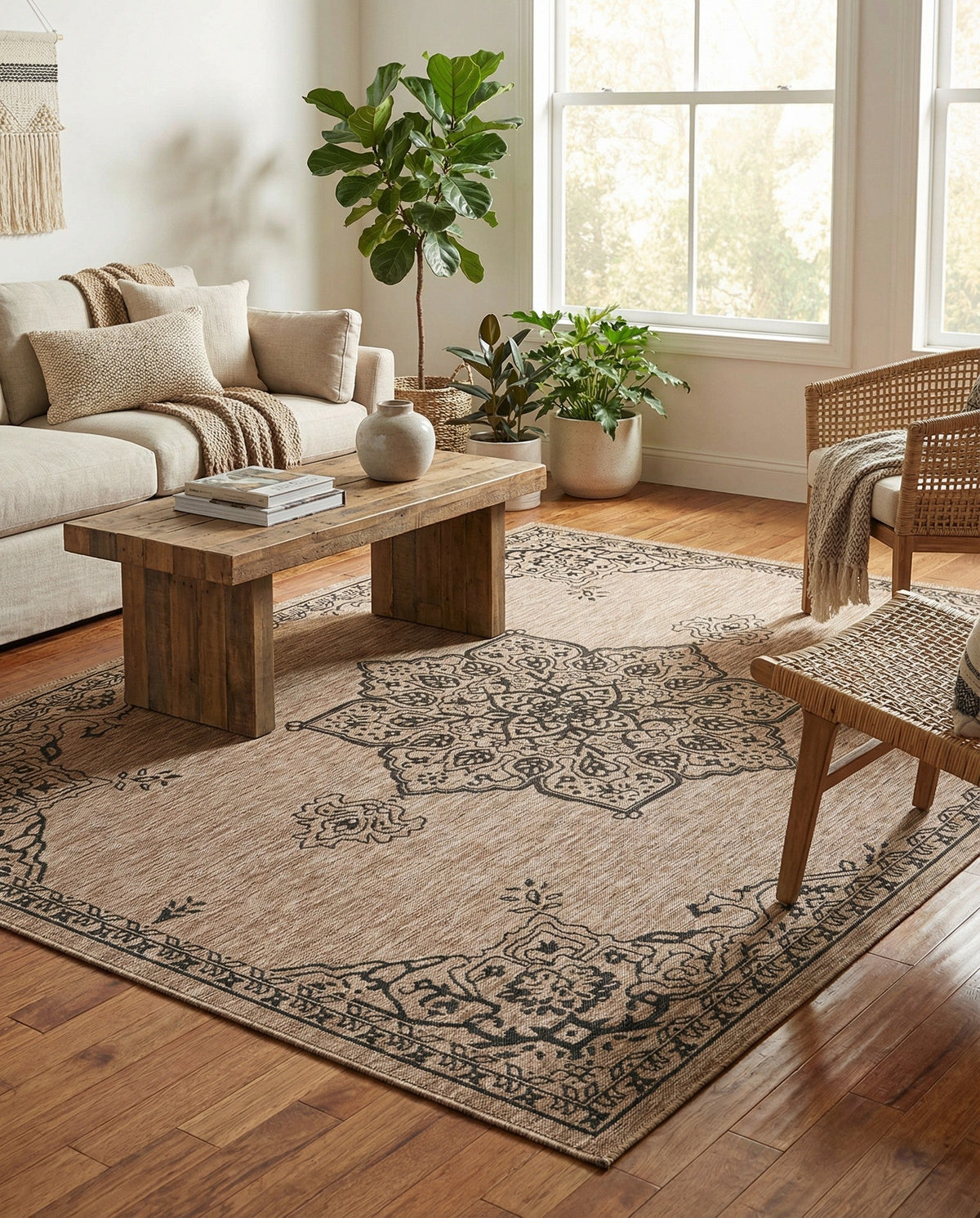 Patio Heritage Collection Area Rug -  Charleston (Beige) Rectangle Beige  lifestyle 23