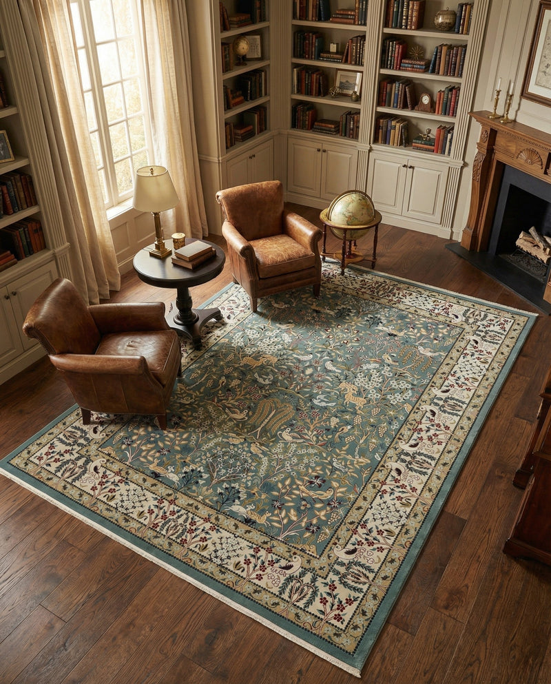 Persian Elegance Collection Area Rug -  Kerman (Blue) Rectangle Blue  lifestyle 21
