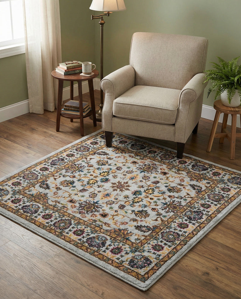 Casablanca Tapestry Collection Area Rug -  Marrakech (Cloud Gray) Square Cloud Gray  lifestyle 41